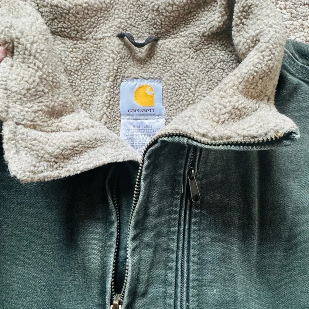Vintage 2008 Carhartt V33 MOS Sherpa Lined Sandstone Vest Moss Green 2XL - MINT